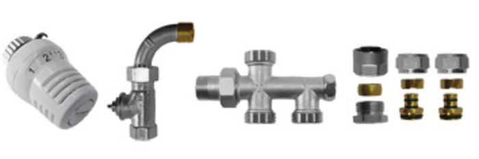 Honeywell Set Radiatorkraanwerk Vloeraansluiting Pex-Alu 16 mm