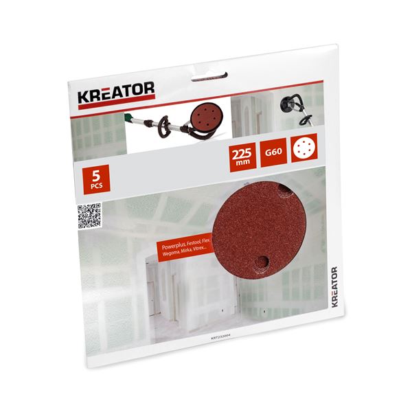 KREATOR Schuurpapier gipsplaat rond Ø 225mm k60 5st