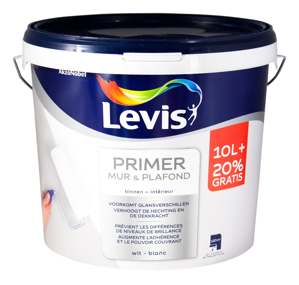 Levis Primer Muur & Plafond wit 10l +20%