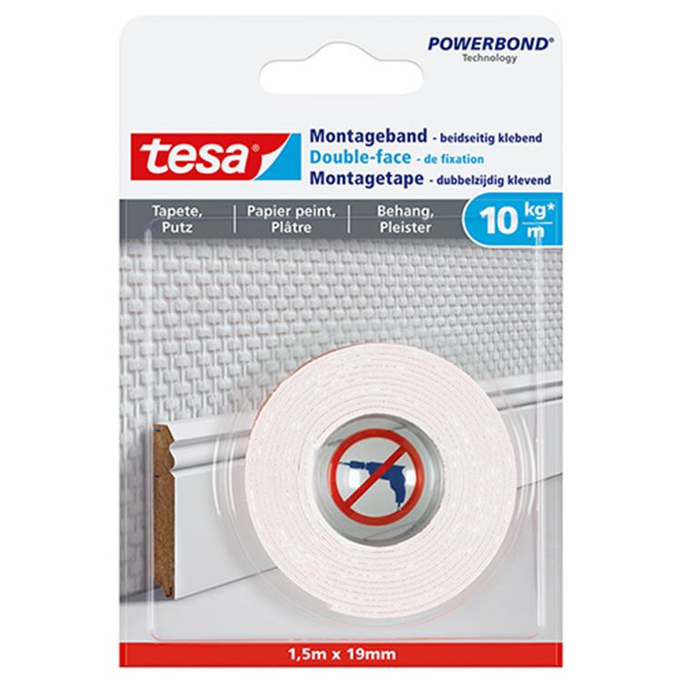 TESA POWERBOND MONTAGETAPE GEVOELIGE MATERIALEN 1,5MX19MM