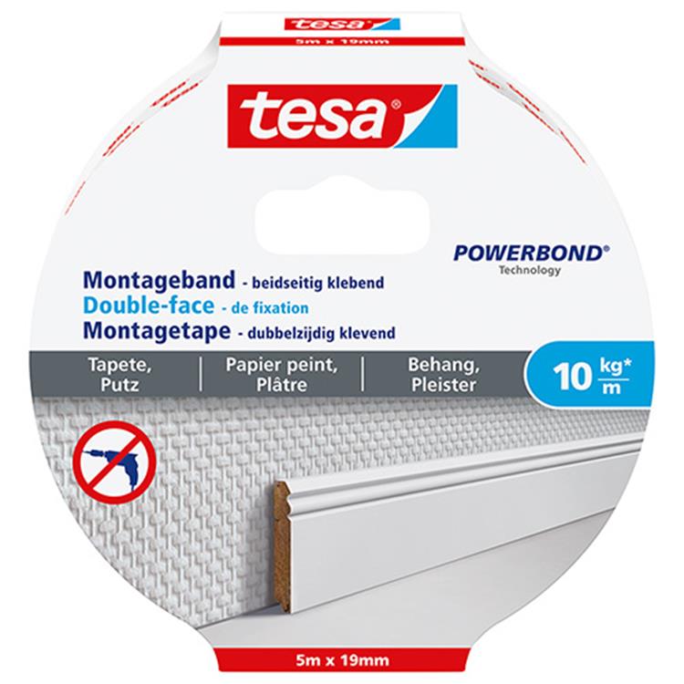 TESA POWERBOND MONTAGETAPE GEVOELIGE MATERIALEN 5MX19MM