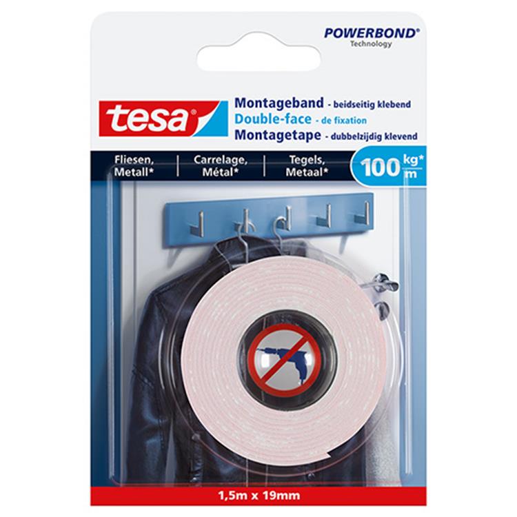 TESA POWERBOND MONTAGETAPE 1,5MX19MM TEG&MET