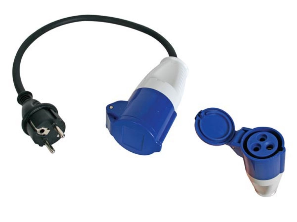 Verloopkabel, H07RN-F 3G2.5, 0.4 m, 16 A/230 V, 3680 W, type E/F naar CEE