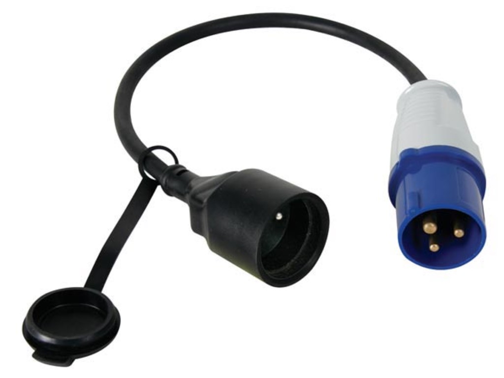 Verloopkabel, H07RN-F 3G2.5, 0.4 m, 16 A/230 V, 3680 W, CEE naar type E