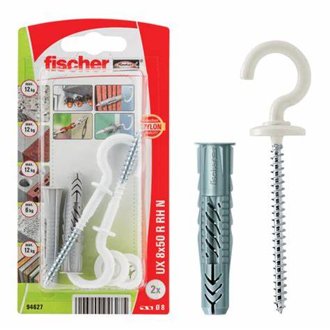 Fischer Universeelplug UX 8 x 50 R RH met rand en ronde haak 2 Stuks