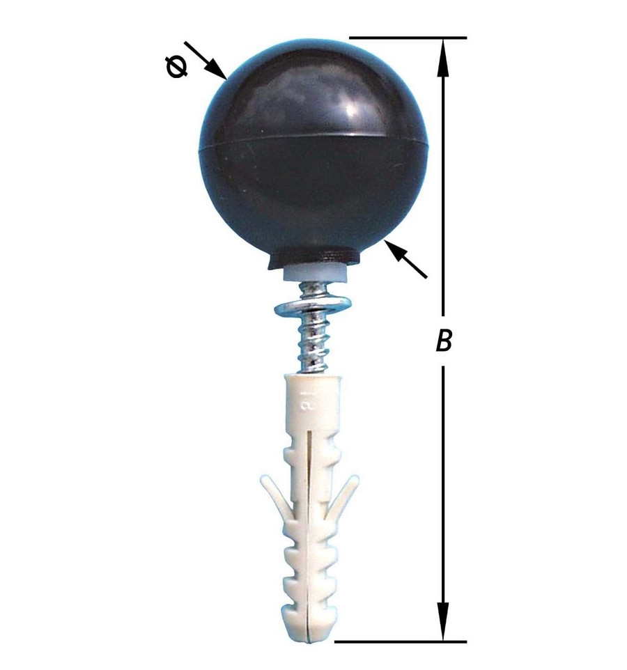 Deurstop Bol Schroef+Plug - 35x77mm - Bruin