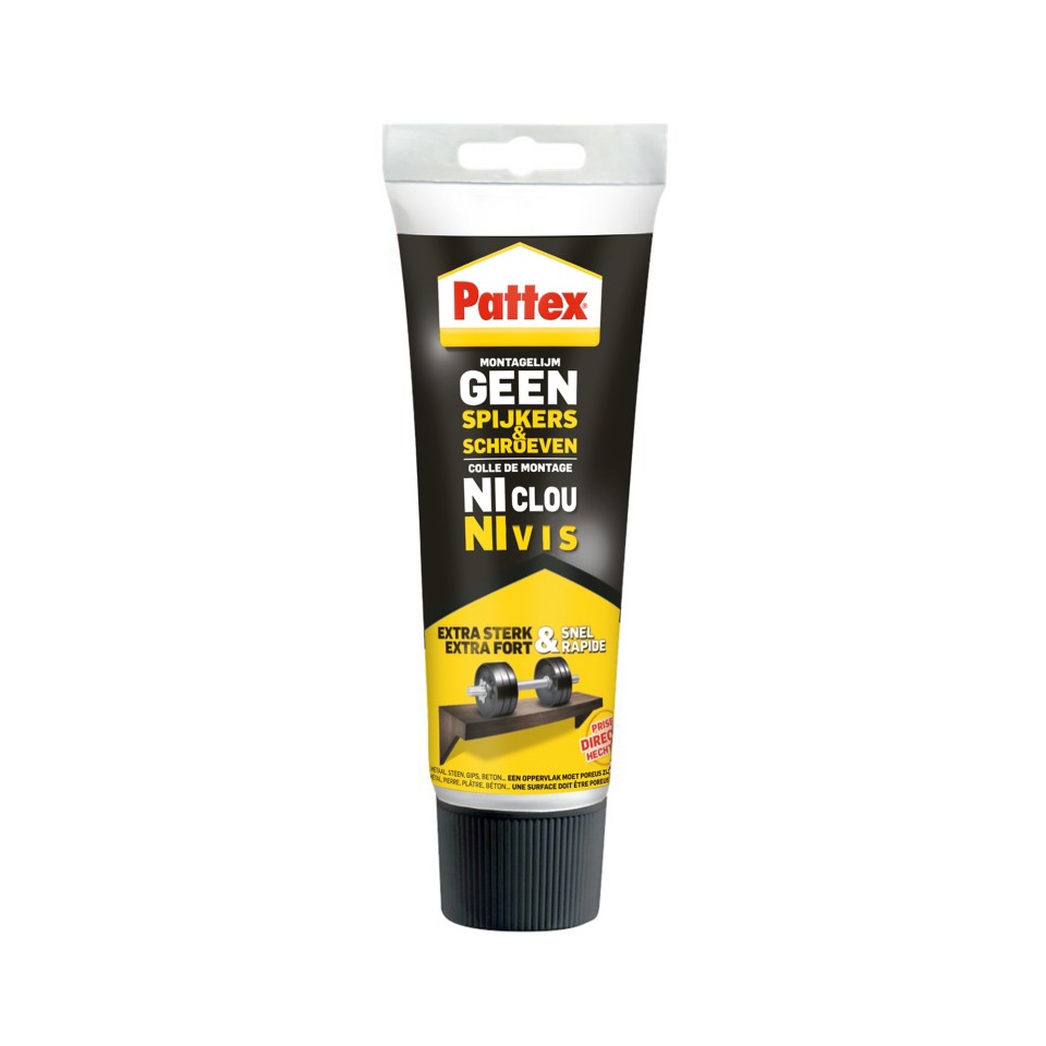 PATTEX GEEN SPIJKERS&SCHROEVEN MONTAGELIJM 390g ZWART