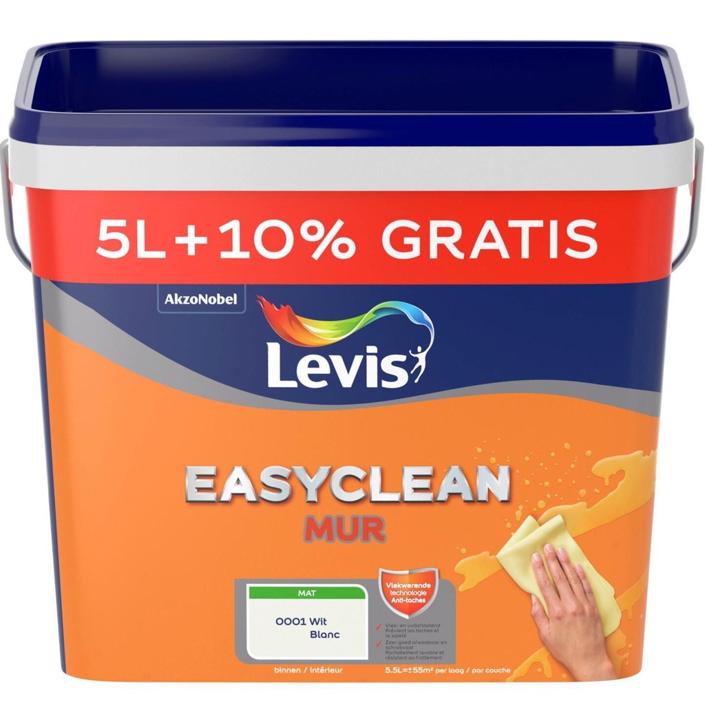 LEVIS EASYCLEAN MUR MAT wit 5L + 0,5L