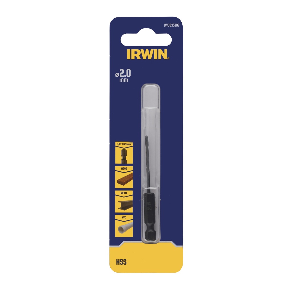 IRWIN HSS metaalboor HEX Ø2,0mm