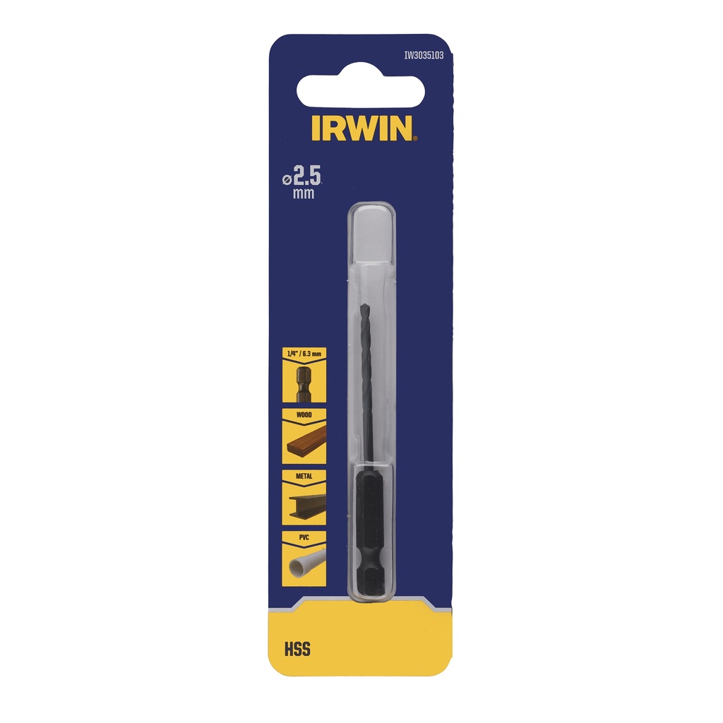 IRWIN HSS metaalboor HEX Ø2,5mm