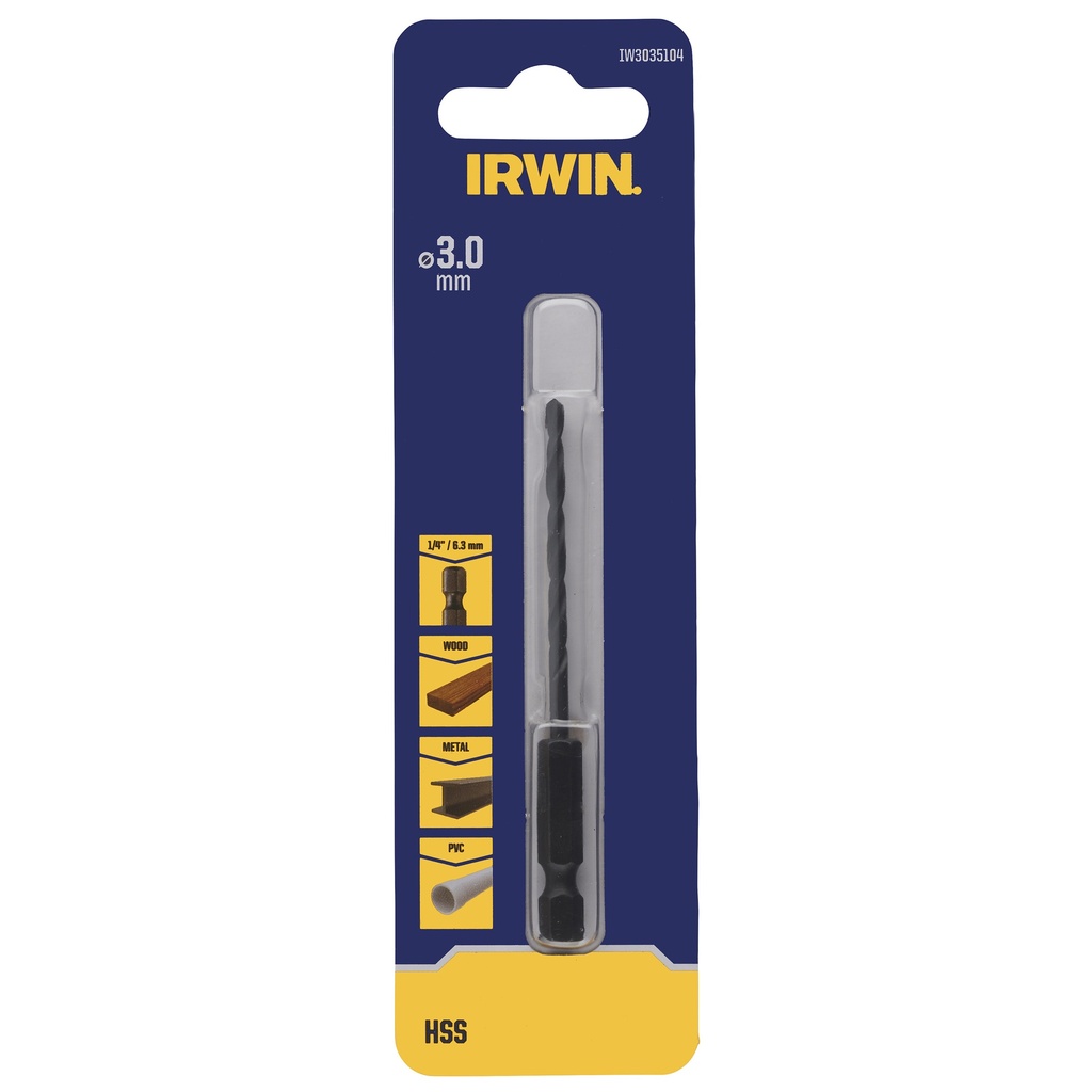 IRWIN HSS metaalboor HEX Ø3,0mm