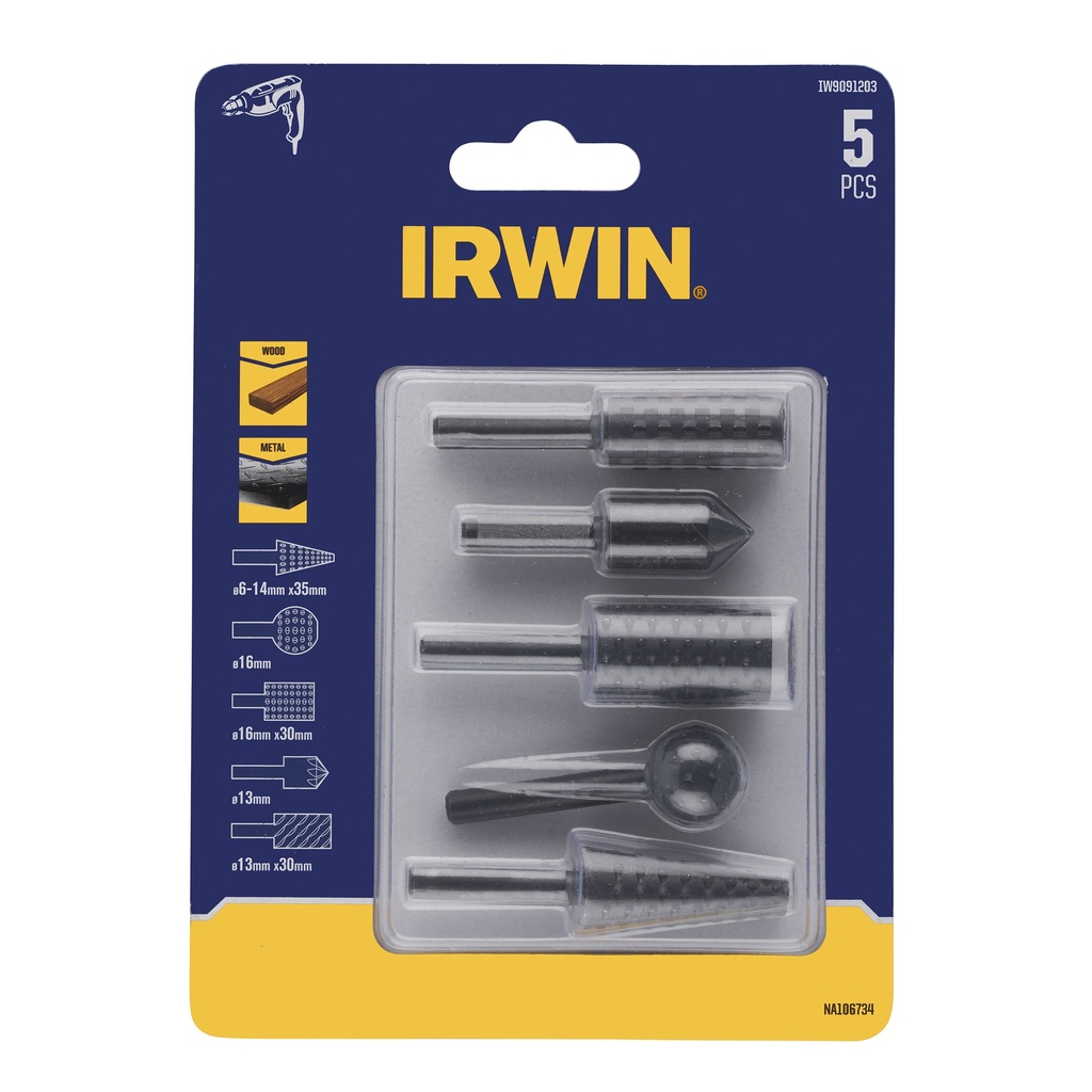 IRWIN Rasp Set 5PCS Voor Hout en Metaal