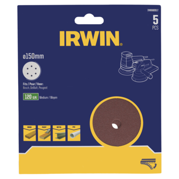 IRWIN Schuurschijf Rond Ø150mm Zelfklevend K120 5PCS