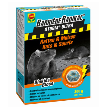 Compo Barrière Radikal Storm Ultra blokjes tegen ratten en muizen 12 x 25 gr