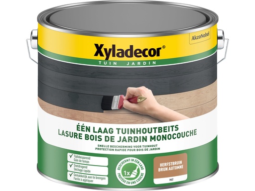 [XY5890073] Xyladecor Een laag Tuinhoutbeits Herfstbruin 2.5L 