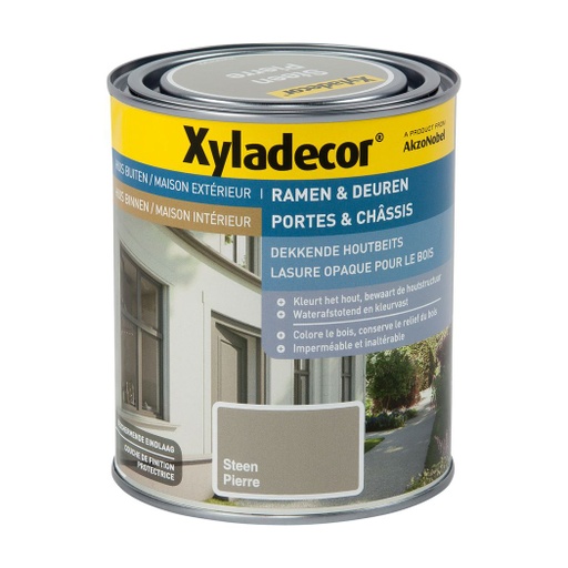 [5208241] Xyladecor Ramen&Deuren Dekkende Beits 0,75L Steen