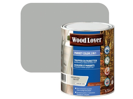 WOODLOVER PARKET COLOR 2IN1 035 LICHT GRIJS 0,75 LITER