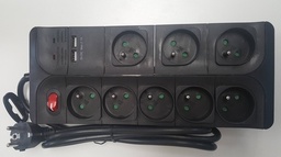 [FE2085B] STEKKERBLOK 8-VOUDIG + 2 USB MET SCHAKELAAR SNOER 1,5M