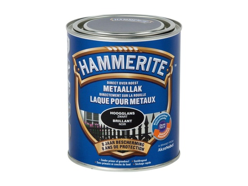 HAMMERITE METAALVERF HOOGGLANS ZWART 750ml
