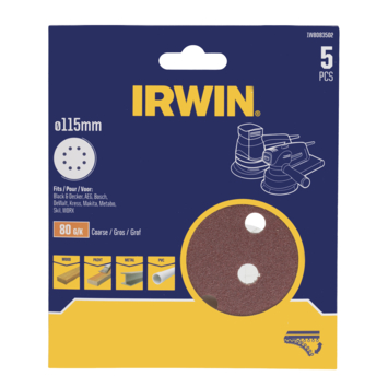 [IW8083502] IRWIN Schuurschijf Rond Ø115mm Zelfklevend K80 5PCS