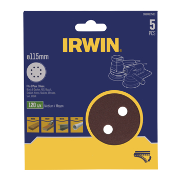 [IW8083503] IRWIN Schuurschijf Rond Ø115mm Zelfklevend K120 5PCS