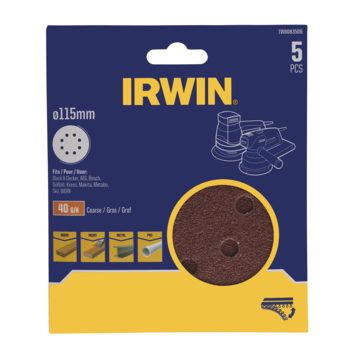 [IW8083506] IRWIN Schuurschijf Rond Ø115mm Zelfklevend K40 5PCS