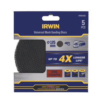 [IW8081002] IRWIN Schuurgaas Rond Ø125mm Zelfklevend K80 5PCS