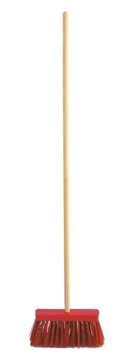 [900002m2] Straatborstel 31 cm met lange rode haren in pvc met steel 1,50 m