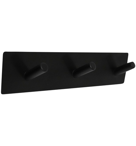 [1-6126-2-3] Zelfklevende Kapstok - 200x40mm - Zwart Mat 3 pen