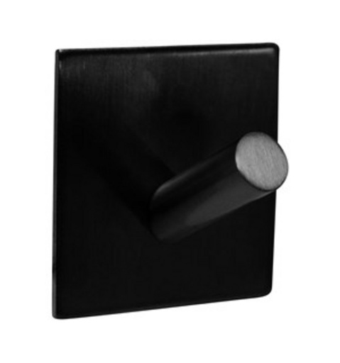 [1-6126-2-1] Zelfklevende Kapstok - 40x40mm - Mat Zwart 1 pen