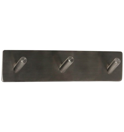 [1-6126-19-3] Zelfklevende Kapstok - 200x40mm - Verchroomd Geborsteld 3 pen 